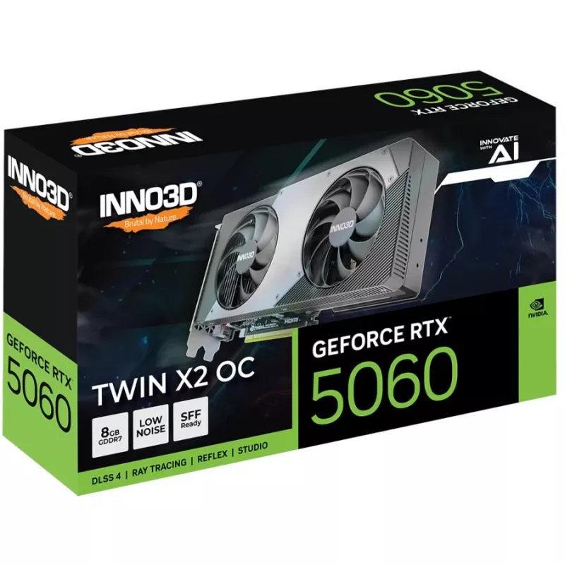 Grafikkarte Inno3D GeForce RTX 5060 8GB GDDR7 PCIe 5.0, 2527 MHz Boost, 128-Bit, 2-Slot, 3x DP 2.1b + 1x HDMI 2.1b