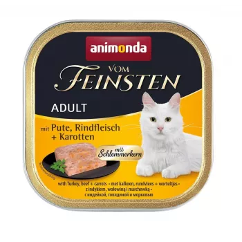 ANIMONDA Vom Feinsten Adult Truthahn, Rind und Karotten - Nassfutter für Katzen - 100g