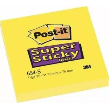 Post-It 654-S Haftnotizen quadratisch Gelb 90 Blatt (654-S6 (1 PACK = 12 Blöcke))