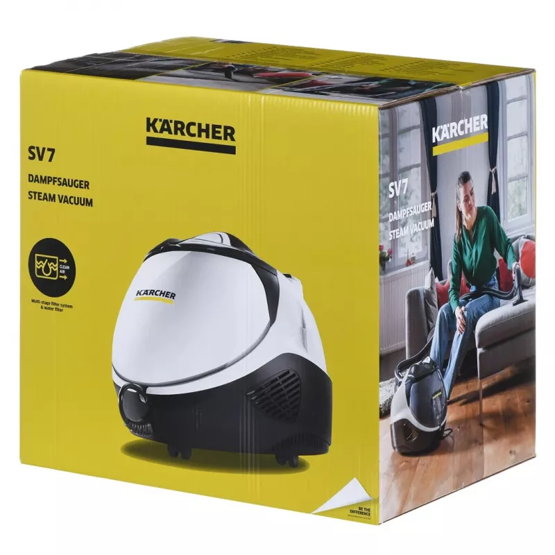 SV 7, Zylinder-Dampfreiniger, 0,5 l, schwarz, grau, weiß, Tasten, fest, 50 cm
