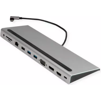 VALUE USB 3.2 Gen 2 Typ C Multiport Dockingstation, 4K HDMI/DP, VGA, USB, Kartenleser, PD, LAN, Audio (12.99.1117)