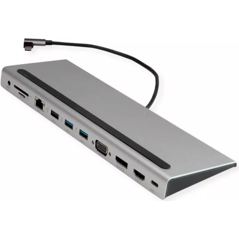 VALUE USB 3.2 Gen 2 Typ C Multiport Dockingstation, 4K HDMI/DP, VGA, USB, Kartenleser, PD, LAN, Audio (12.99.1117)