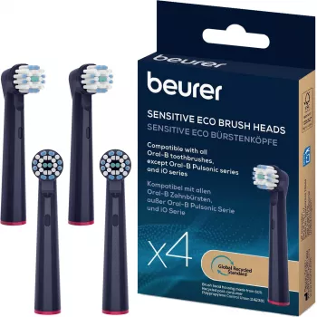 Beurer TB Sensitive Eco Green Planet Bürstenköpfe, dunkelblau, 4er-Pack
