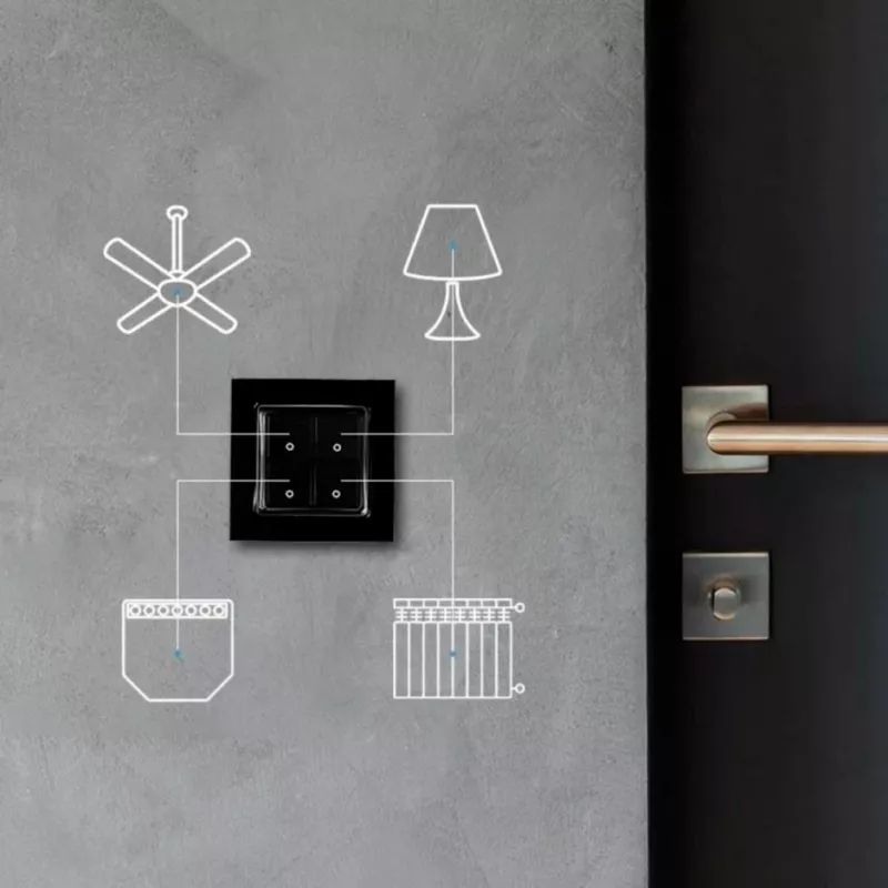 Light Switch Shelly Switch 4 Kunststoff Schwarz
