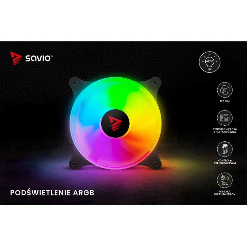 SAVIO Blast 120mm ARGB PWM Gehäuselüfter - Schwarz