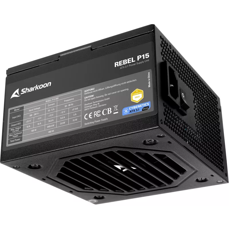 Rebel P15 850, PC-Netzteil schwarz, 1x 12-Pin High Power GPU, 4x PCIe, Kabelmanagement, 850 Watt