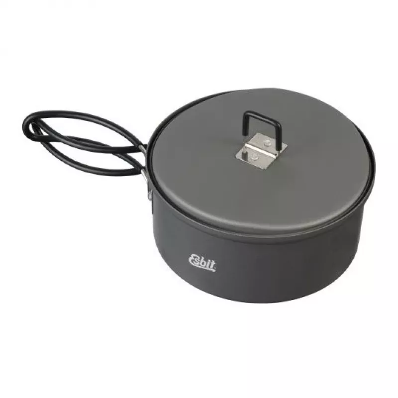 ESBIT PT1100HA Camping-Kochgeschirr – Aluminiumtopf 1,1 L, Ø14,8 cm, 227 g, schwarz