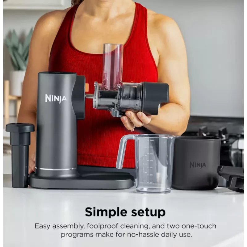 NINJA Cold Press Juicer | Neverclog JC151EU | Typ Kaltentsafter | Grau | 150 W | Anzahl Geschwindigkeiten 1
