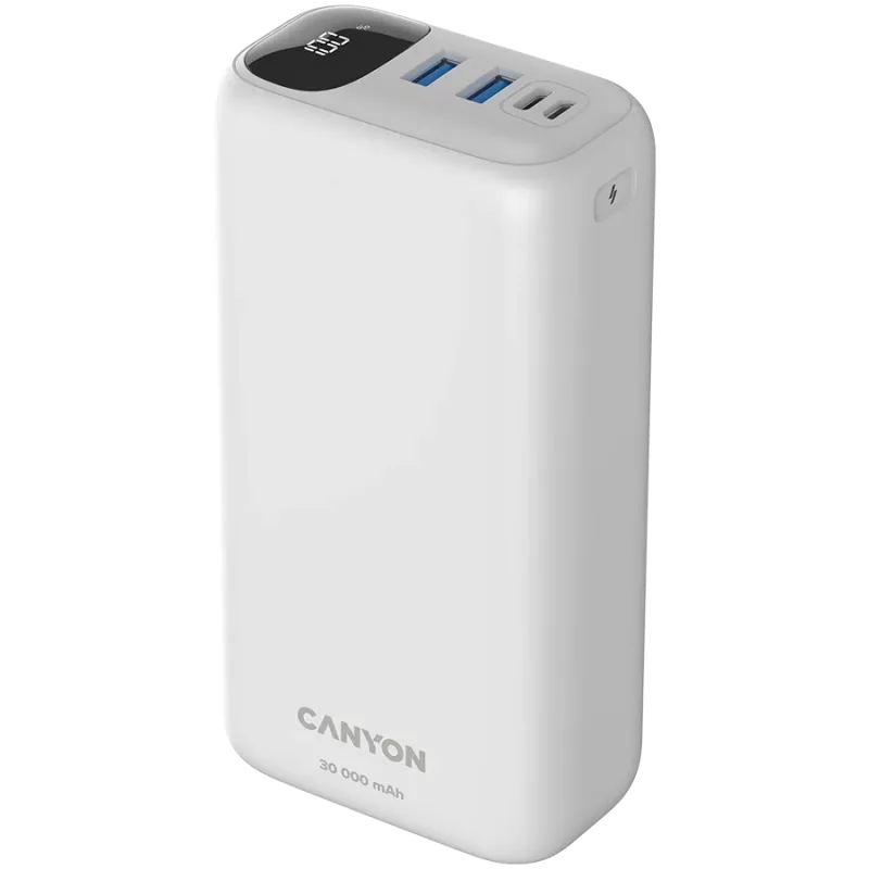 CANYON Powerbank PB-301 LED 30000 mAh PD 20W QC 3.0 Weiß