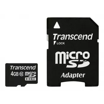 Flash Memory Transcend 4GB MicroSDHC Class 10 mit Adapter