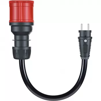 go-e Adapter für Gemini flex 22 kW, CEE Rot Dreiphasenstrom 32A > Haushaltssteckdose (schwarz, 30 cm)