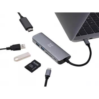 XWH-HUB6-13 XTREMEMAC TYPE-C HUB 6-Ports Silber (XWH-HUB6-13)
