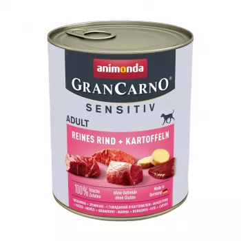 ANIMONDA GranCarno Adult Sensitiv Rind mit Kartoffeln Nassfutter für Hunde, 800 g