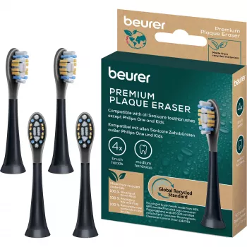 Beurer SC Premium Plaque Eraser Green Planet Bürstenköpfe, schwarz, 4er-Pack