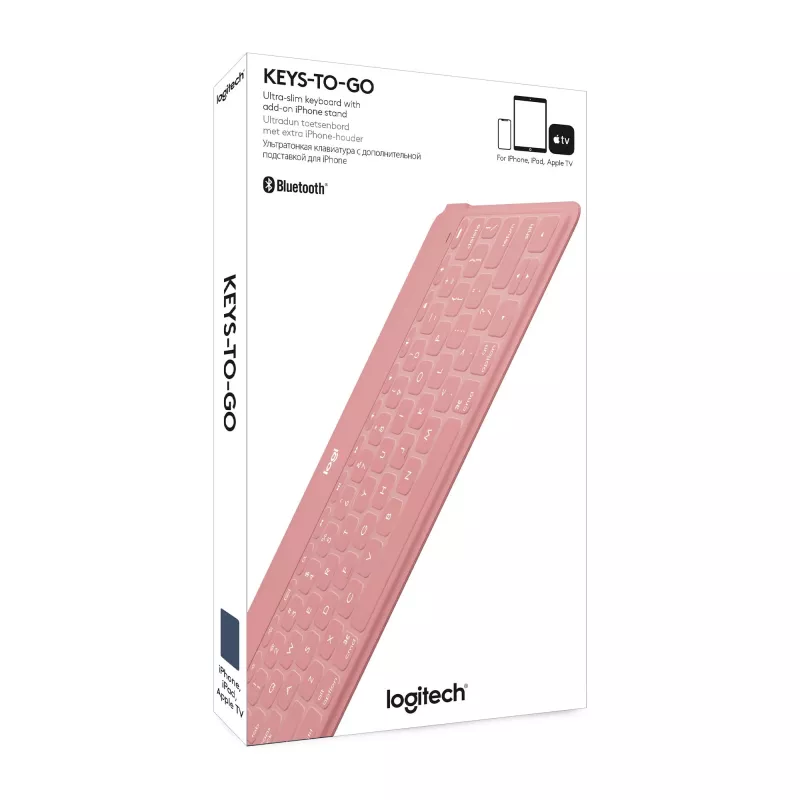 Logitech Keys-To-Go - Tastatur - Bluetooth - QWERTY - Spanisch - Blush Pink - für Apple iPad/iPhone/TV