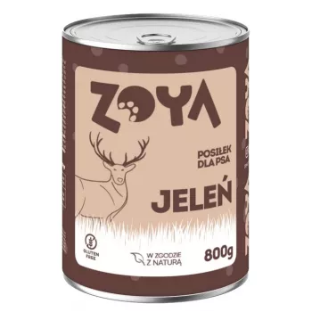 ZOYA Hirsch Nassfutter für Hunde 800 g Dose — Alleinfuttermittel für adulte Hunde mit Hirsch, 11,4 % Protein, 7,2 % Fett, 75 % Feuchtigkeit