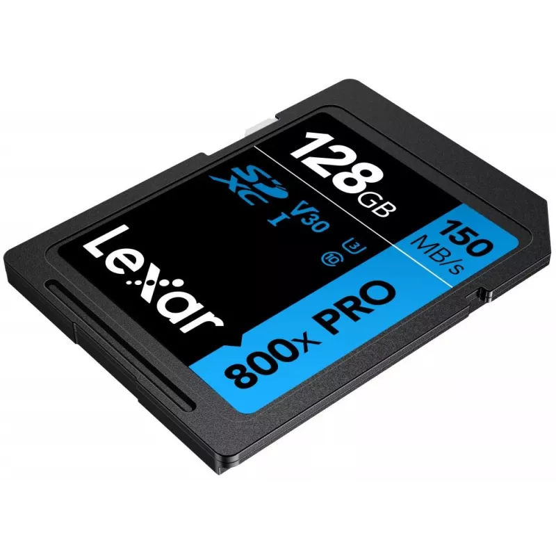 SDXC-Speicherkarte Lexar 128GB UHS-I 800xPRO Class 10 U3 V30 — 150 MB/s Lesen, 45 MB/s Schreiben, Schwarz
