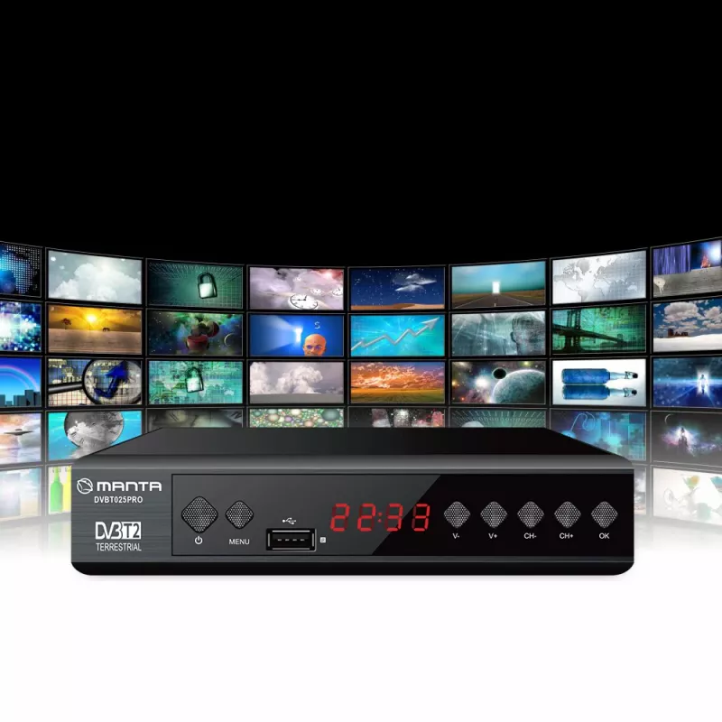Digitaler TV-Receiver MANTA DVBT025PRO DVB-T2 Full HD-Unterstützung USB-Aufnahme