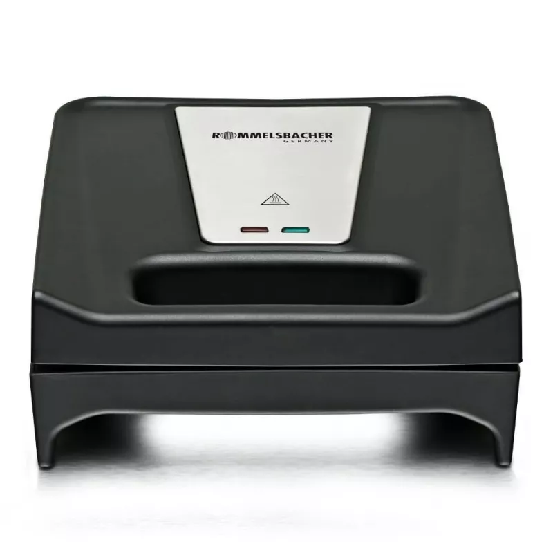 Sandwichmaker Rommelsbacher SWG 700 – kompakter 3-in-1 elektrischer Grill mit 3 Wechselplatten (Sandwich, belgische Waffel, Grill), Edelstahlakzenten