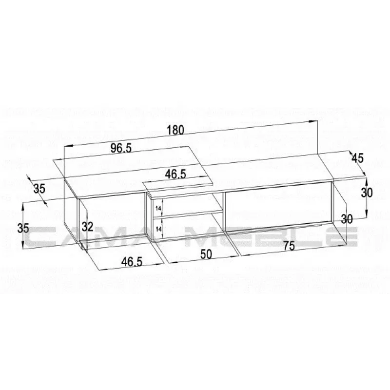 Cama TV-Schrank SIGMA1 180 Sonoma-Eiche/weiß glänzend
