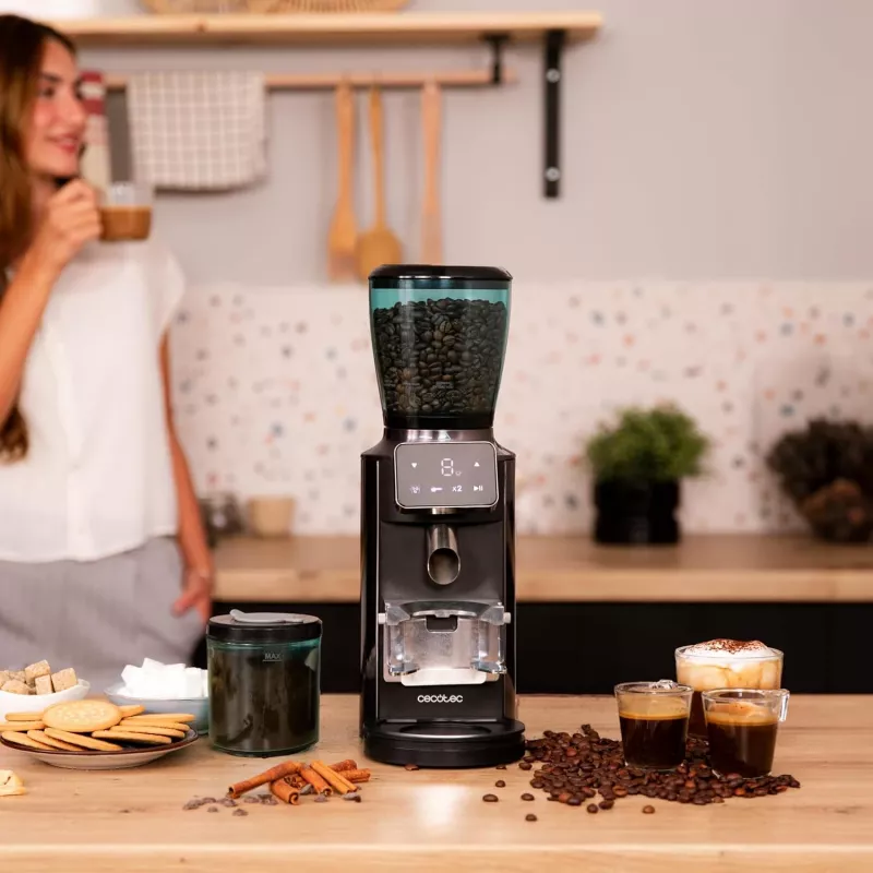 Cecotec Kaffeemühle | SteelMill Touch | 150 W | Kaffeebohnenkapazität 300 g | Anzahl Tassen 14 Stück