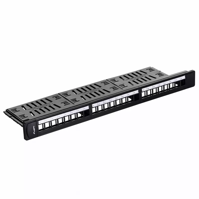Patchpanel 1U LANBERG PPKS-1124-B, 24 Ports, 1U, ABS, schwarz, 482,6×44,5×154 mm