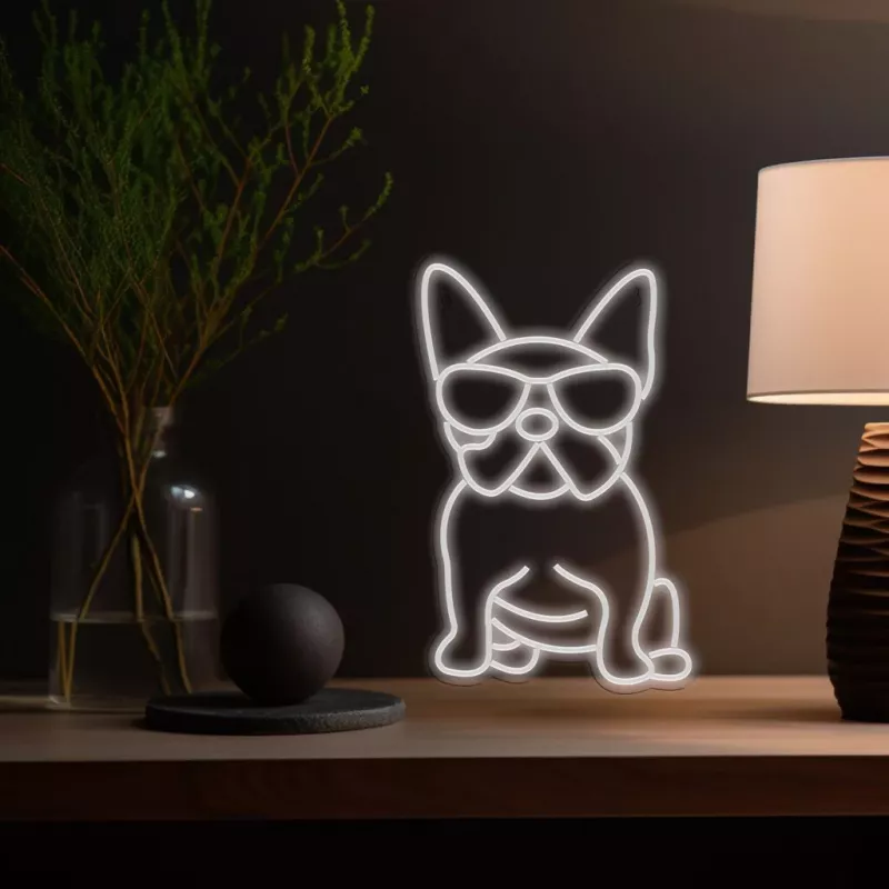 Neonlicht MANTA Manta SNL66WH French Bulldog White — dekoratives LED-Neonschild in Form eines Französischen Bulldoggen