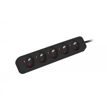 Mehrfachsteckdose Lanberg PS0-05E-0150-BK 1,5 m 5 AC-Ausgänge Innenbereich Schwarz