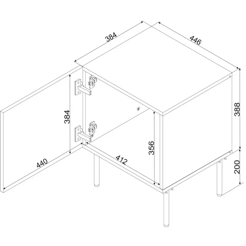 Nachttisch Cama Meble ISLA 44,5x40x59 cm cashmere matt, MDF & Spanplatte, 2er-Set