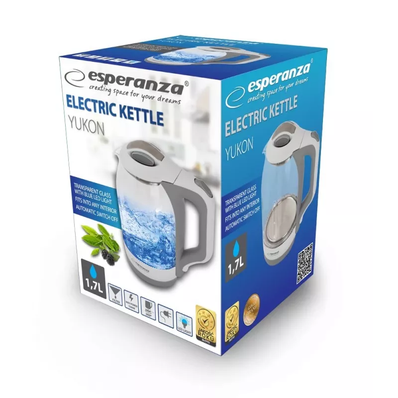 Elektrischer Wasserkocher Esperanza 1,7 L 1500 W Weiß Mehrfarbig