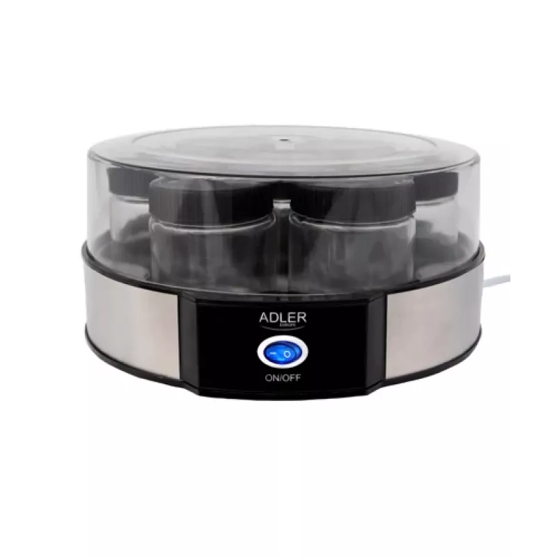 Joghurtbereiter Adler AD 4476 — 7 Gläser, 42 °C, 20 W, grau/schwarz/transparent