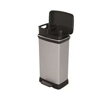 Mülleimer Curver 23L Tretmechanismus, metallic Optik, 23 Liter Fassungsvermögen