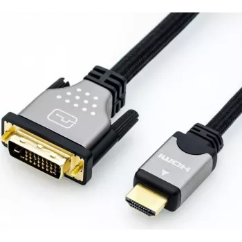 ROLINE - Videokabel - Dual Link - HDMI / DVI - DVI-D (M) an HDMI (M) - 3 m - geschirmt - Schwarz/Silber - 4K-Unterstützung (11.04.5872)