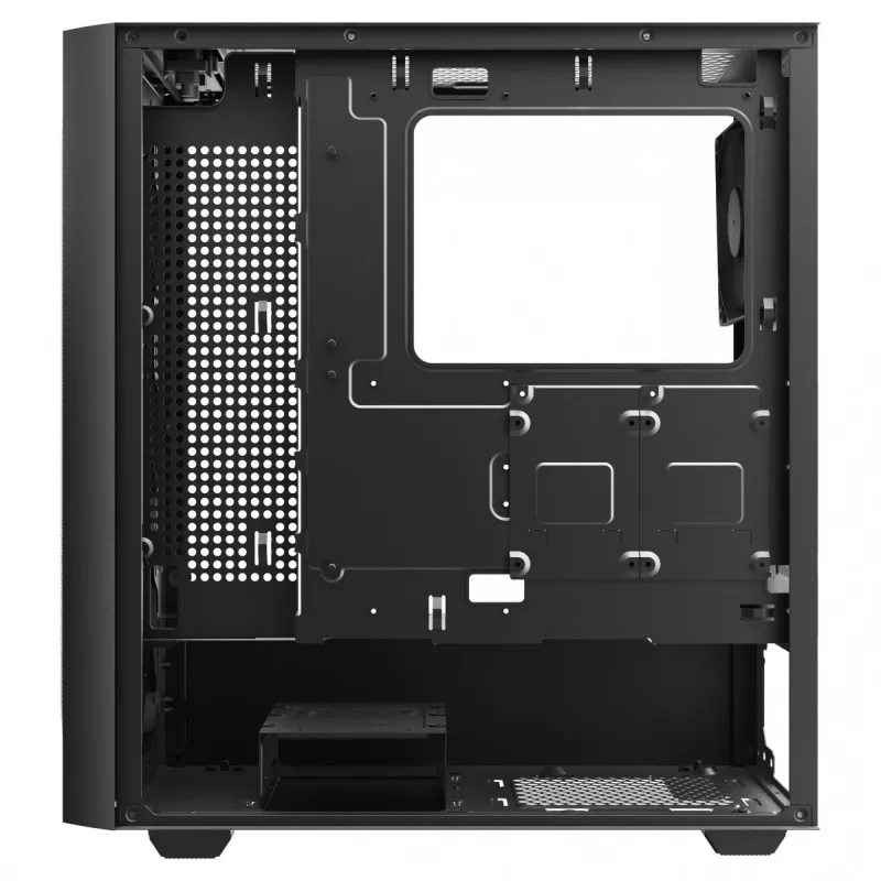 PC-Gehäuse SAVIO Noctis Flow — Cube Mini‑ITX/Micro‑ATX/ATX, 3x120mm vorne, 1x120mm hinten, 2x3,5 Zoll + 3x2,5 Zoll Einschübe, gehärtetes Glas