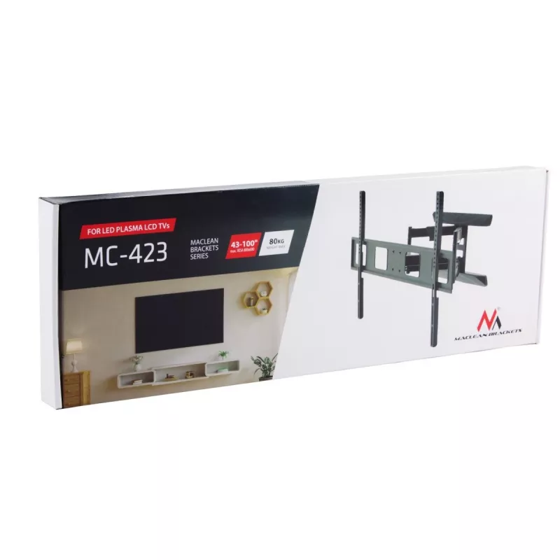 TV-Wandhalterung MACLEAN MC-423 für 43–100-Zoll-Bildschirme, Tragfähigkeit 80 kg