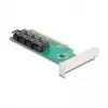 DELOCK PCIe x16 Bifurkationskarte auf 4× interne SFF-8643 NVMe, Low-Profile