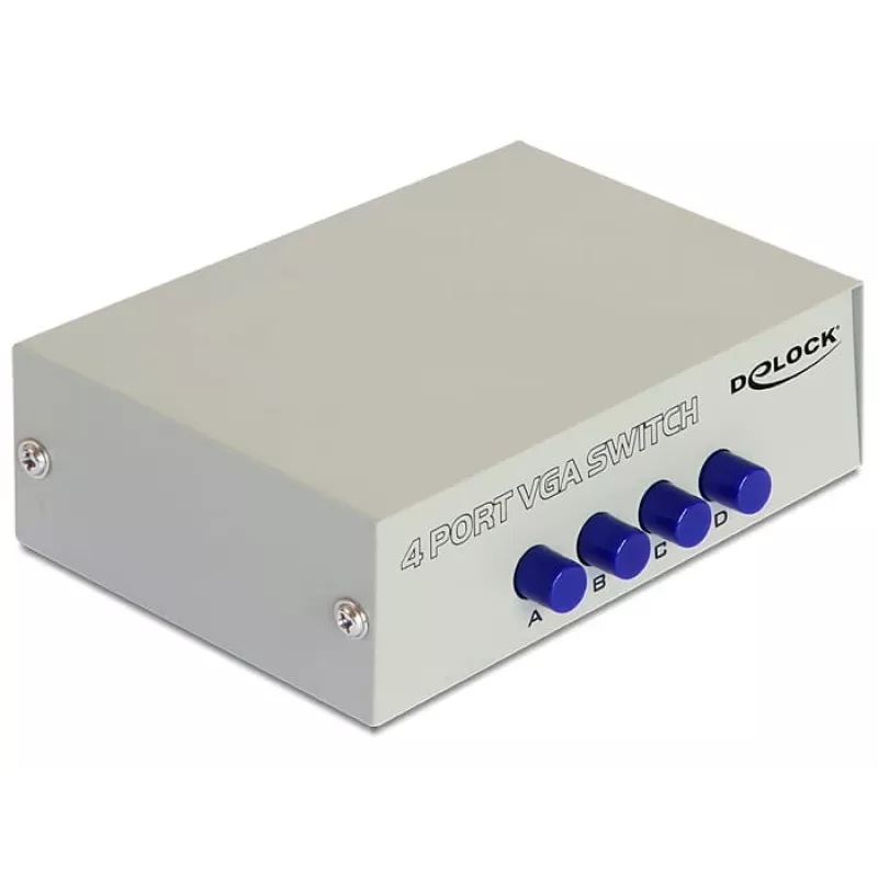 DeLock Switch VGA 4 Port manuell bidirektional - Bildschirmumschalter - 4 x VGA - Desktop (87635)