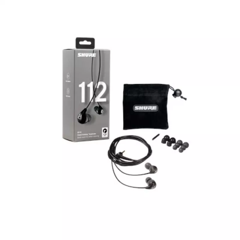 Shure SE112-GR Kabelgebundene In-Ear-Kopfhörer für Anrufe/Musik, Schwarz, Grau