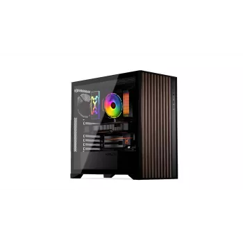 Computergehäuse KRUX Palum KRXD008 ATX Schwarz — 2x 3,5-Zoll-Schächte, 2x 2,5-Zoll-Schächte, 2x 120-mm-Lüfter, GPU bis zu 39,5 cm