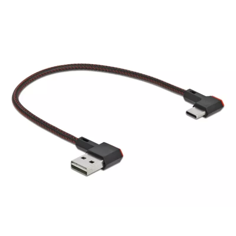 USB-Kabel DeLOCK EASY-USB 2.0 Typ-A-Stecker auf Typ-C-Stecker abgewinkelt 0,2 m schwarz