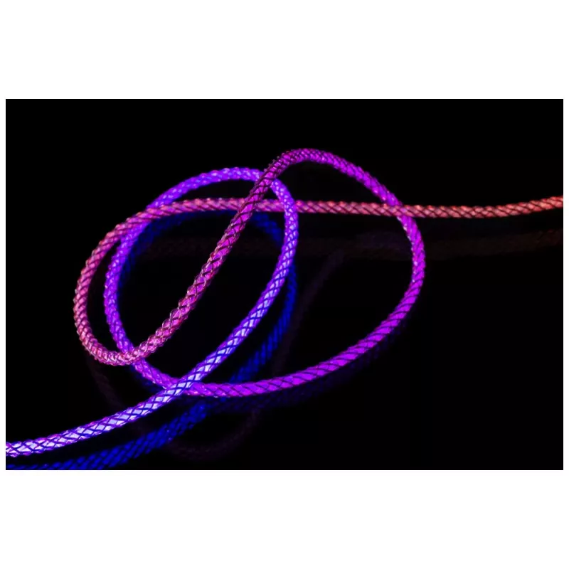 USB-C-auf-USB-C-Ladekabel FIXED FIXDLED-CC-RA mit PD-Unterstützung und fester Länge, integrierte Regenbogen-LED