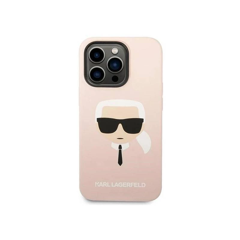 Karl Lagerfeld KLHMP14XSLKHLP iPhone 14 Pro Max 6.7 Hartschale Hellrosa / Hellrosa Silikon Karl inchs Head Magsafe