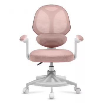 Kinder-Drehstuhl mark adler Junior 4.5 Pink — Netzrücken, Schaumstoffsitz, höhenverstellbar 40–50 cm, Armlehnen, Lordosenstütze, Rollen (geöffnete Verpackung)