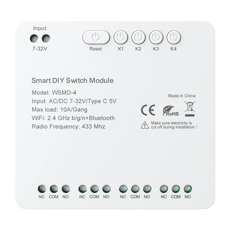 Smart-Schaltermodul Avatto DIY WSMD-4 32V — 4-Kanal-32V-Steuermodul für DIY-Projekte