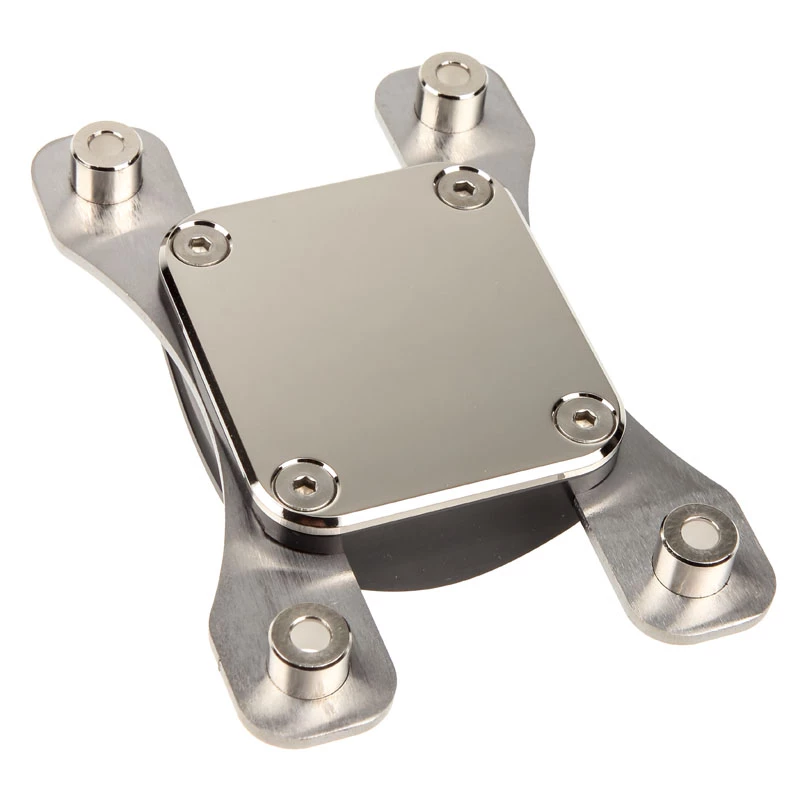 Wasserkühlblock Aqua-Computer 21703 — Acetal/Nickel, Sockel AM4, 111×75×22 mm, Schwarz/Silber