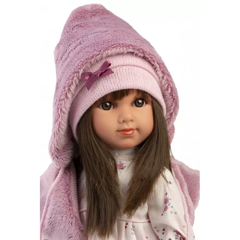 Puppe Llorens Sara 35 cm — realistischer Vinylkopf und weicher Stoffkörper