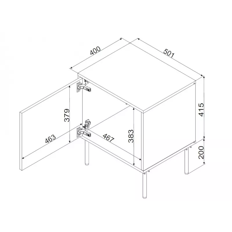 Cama INSERTO Nachtschrank, 2 Stk., 50x40x61.5 cm, schwarz + LED