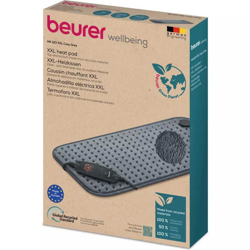 Beurer HK 123 XXL Cosy Grey Green Planet Heizkissen 60x30cm 6 Stufen automatische Abschaltung