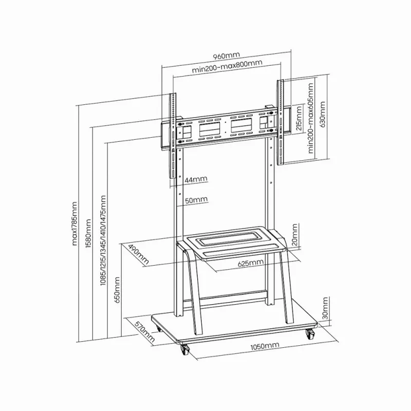 Gembird TVS-100F-01 Bodenständer für Displays 2,54 m (100) Schwarz