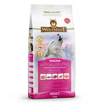 Trockenhundefutter Wolfsblut VetLine Hypoallergenic Horse — 12 kg, Monoprotein, 20 % Protein, getreide- und glutenfrei
